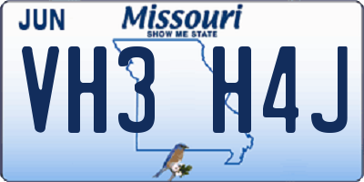 MO license plate VH3H4J