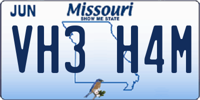 MO license plate VH3H4M