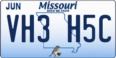 MO license plate VH3H5C