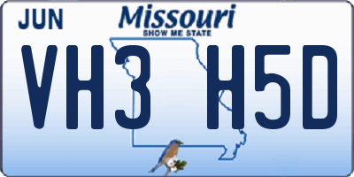 MO license plate VH3H5D