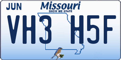 MO license plate VH3H5F