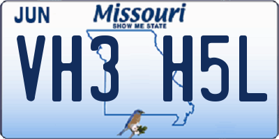 MO license plate VH3H5L