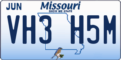 MO license plate VH3H5M