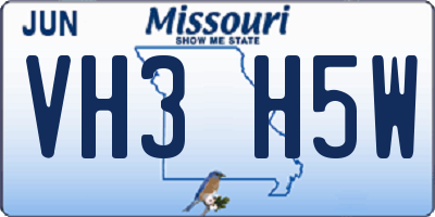 MO license plate VH3H5W