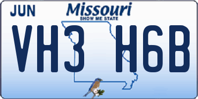 MO license plate VH3H6B