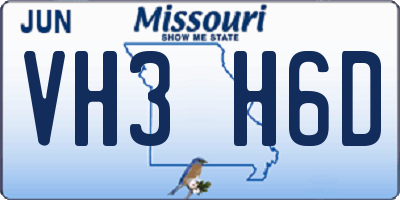 MO license plate VH3H6D