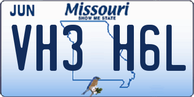 MO license plate VH3H6L