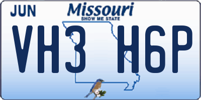 MO license plate VH3H6P