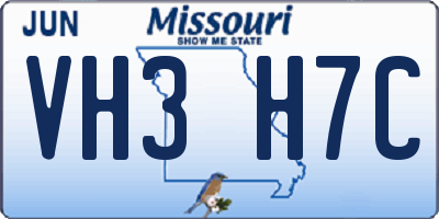 MO license plate VH3H7C