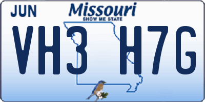 MO license plate VH3H7G