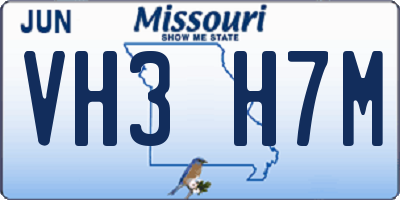 MO license plate VH3H7M