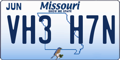 MO license plate VH3H7N