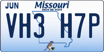 MO license plate VH3H7P
