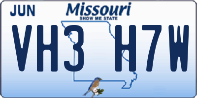 MO license plate VH3H7W