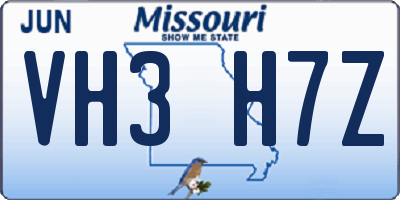 MO license plate VH3H7Z
