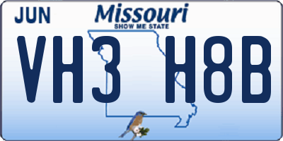 MO license plate VH3H8B