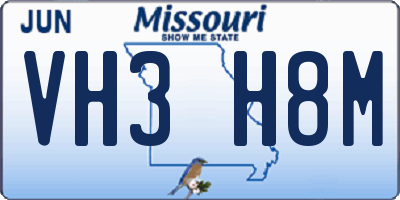 MO license plate VH3H8M