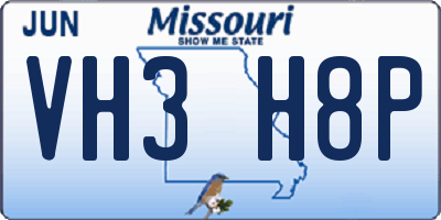 MO license plate VH3H8P