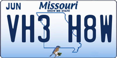 MO license plate VH3H8W