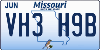 MO license plate VH3H9B