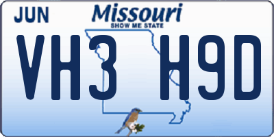 MO license plate VH3H9D