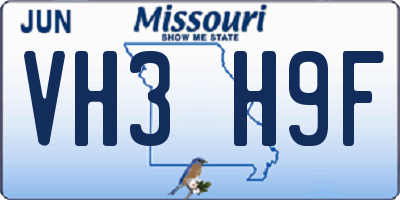 MO license plate VH3H9F
