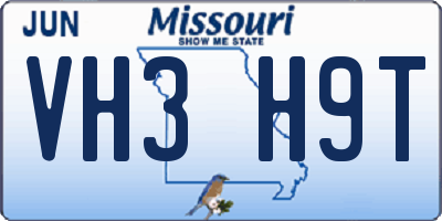 MO license plate VH3H9T