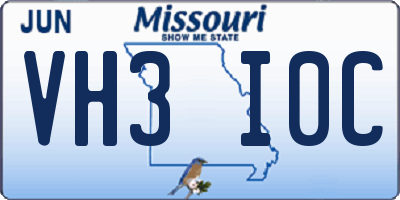 MO license plate VH3I0C