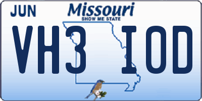 MO license plate VH3I0D