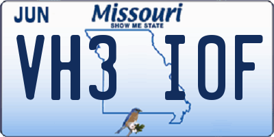MO license plate VH3I0F