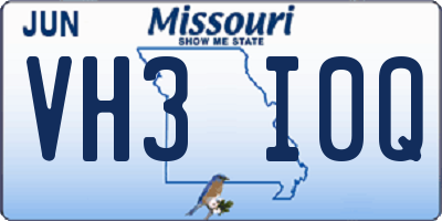 MO license plate VH3I0Q