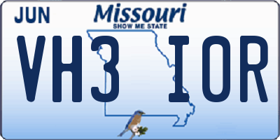 MO license plate VH3I0R