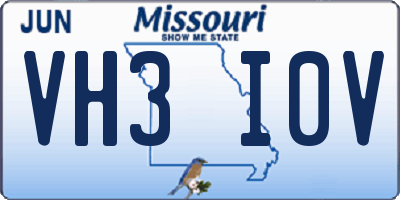MO license plate VH3I0V