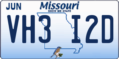 MO license plate VH3I2D