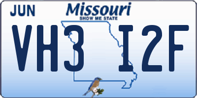 MO license plate VH3I2F