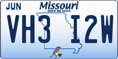 MO license plate VH3I2W