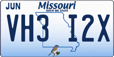 MO license plate VH3I2X
