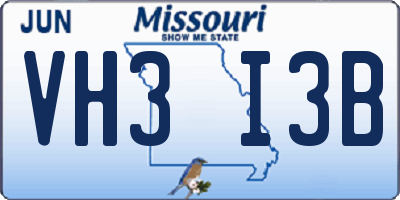 MO license plate VH3I3B