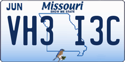 MO license plate VH3I3C