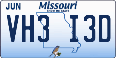 MO license plate VH3I3D