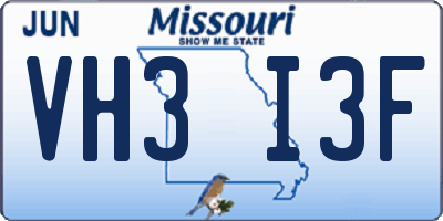 MO license plate VH3I3F