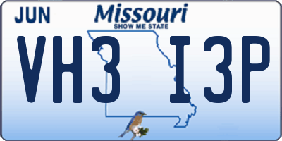 MO license plate VH3I3P