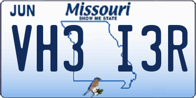 MO license plate VH3I3R