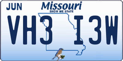 MO license plate VH3I3W