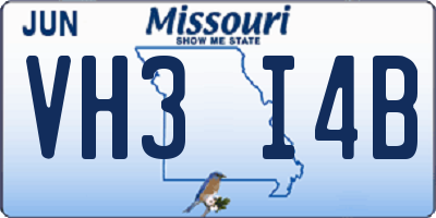 MO license plate VH3I4B