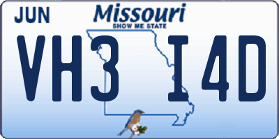 MO license plate VH3I4D