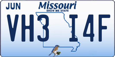 MO license plate VH3I4F