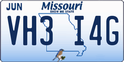 MO license plate VH3I4G