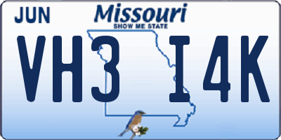 MO license plate VH3I4K