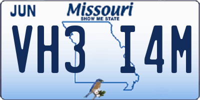 MO license plate VH3I4M